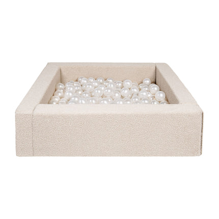 Bouclé Soft Play Square Ball Pit, Beige