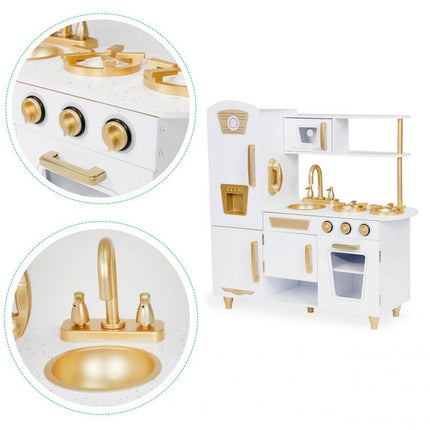 Maxi Wooden Play Kitchen, White & Gold