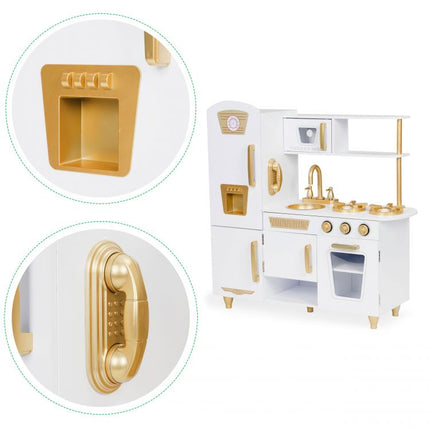 Maxi Wooden Play Kitchen, White & Gold
