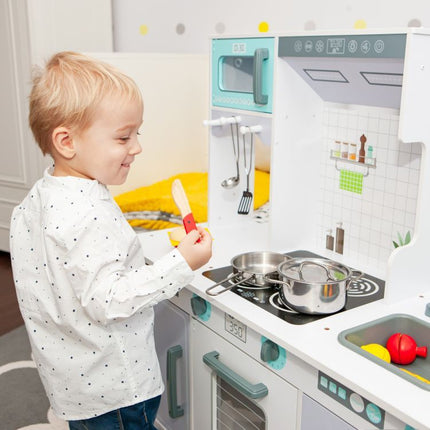 Maxi Wooden Play Kitchen, Grey & Turquoise