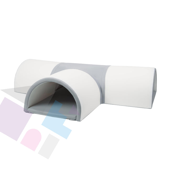 Soft Play T-Shaped Tunnel, 4 Pieces/ All White