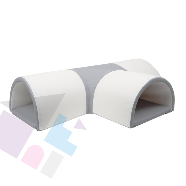 Soft Play T-Shaped Tunnel, 4 Pieces/ All White