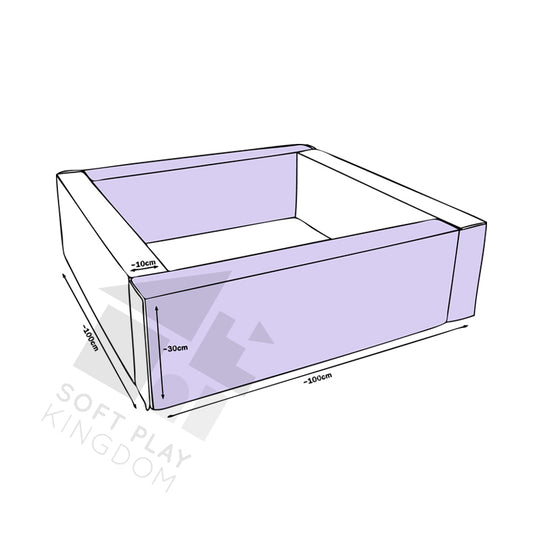 Soft Play Square Ball Pit, Lilac & White (Choose your own ball colours)
