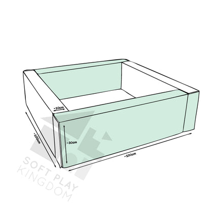 Soft Play Square Ball Pit, Pastel Mint & White (Choose your own ball colours)