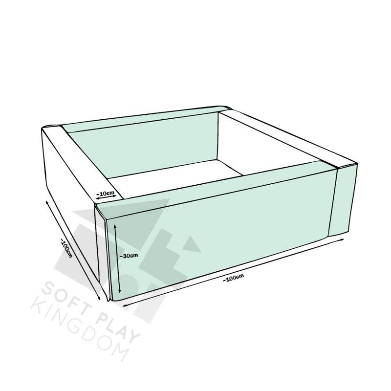 Soft Play Square Ball Pit, Pastel Mint & White (Choose your own ball colours)