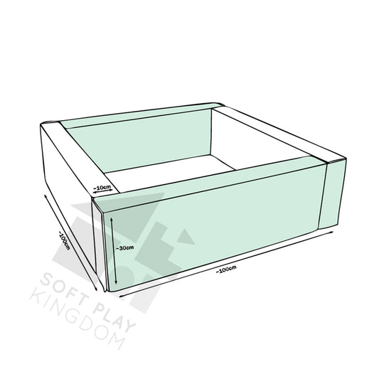 Soft Play Square Ball Pit, Pastel Mint & White (Choose your own ball colours)