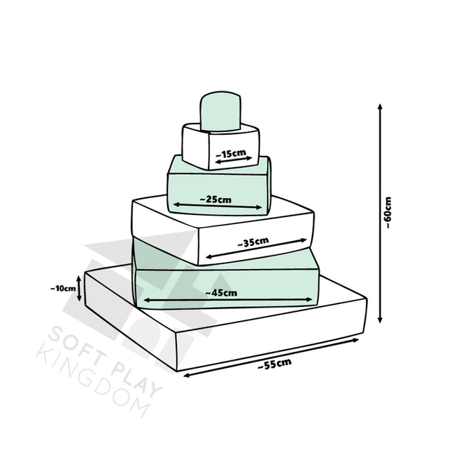 Pyramid Stacking Tower, Pastel Mint & White