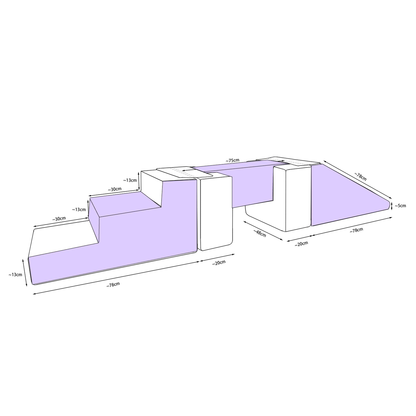 Balance Beam Step & Slide Set, Lilac & White