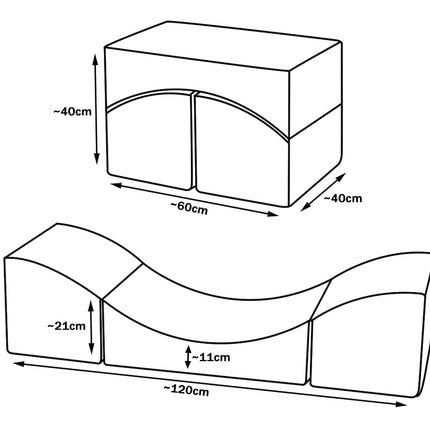 Soft Play Table / Couch, Grey & White