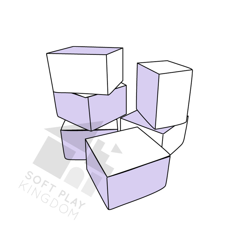 Large Building Blocks, Lilac & White, 6 Pieces