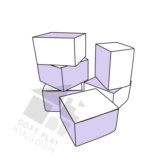 Large Building Blocks, Lilac & White, 6 Pieces