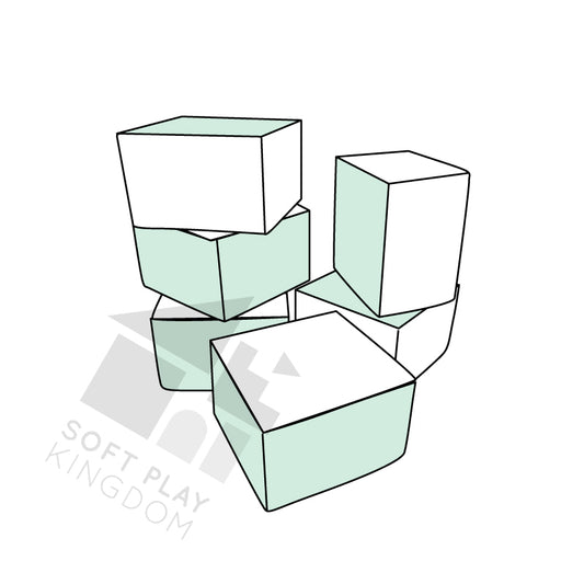 Large Building Blocks, Pastel Mint & White, 6 Pieces