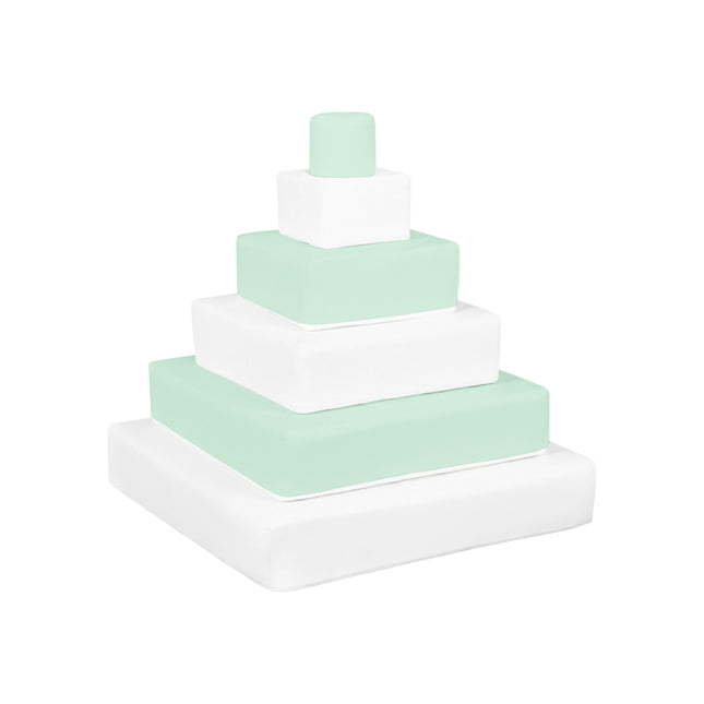 Pyramid Stacking Tower, Pastel Mint & White