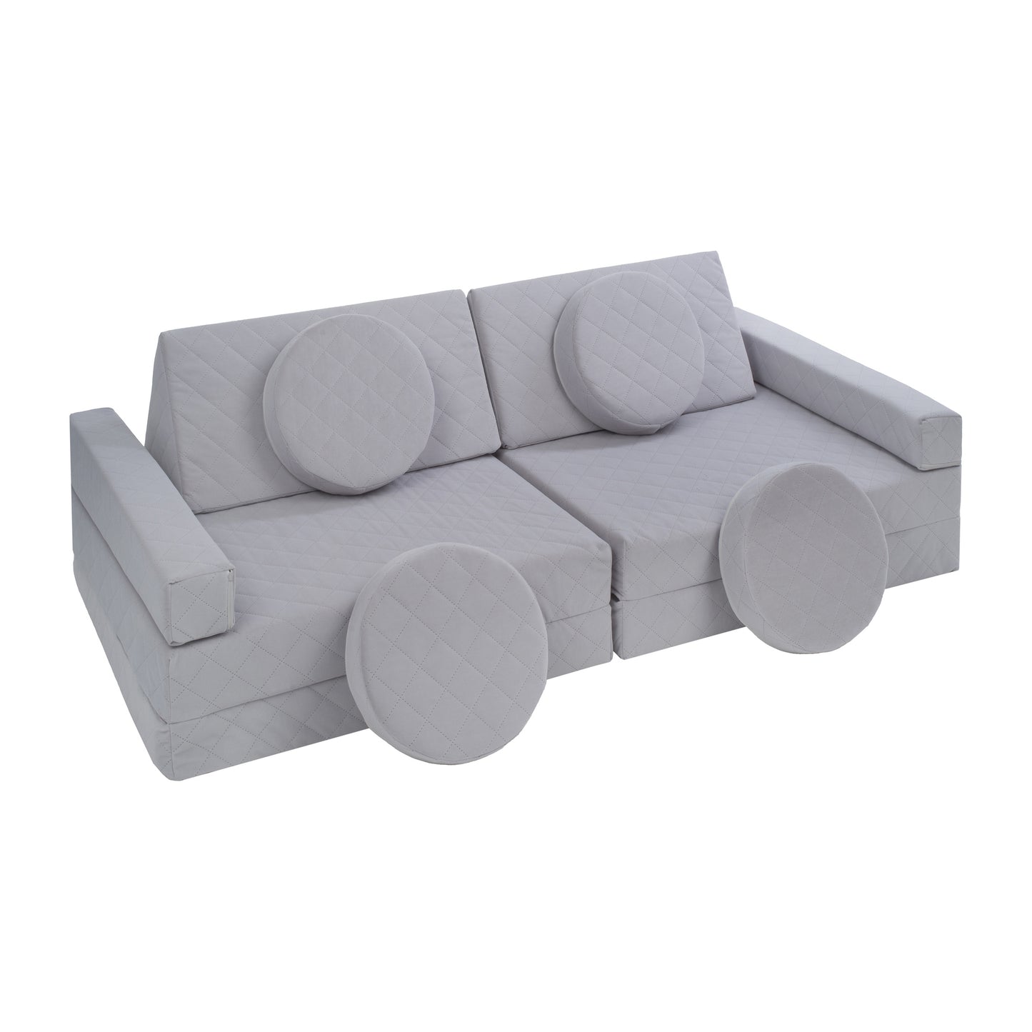 Soft Modular Sofa, Grey, Diamond Stitched