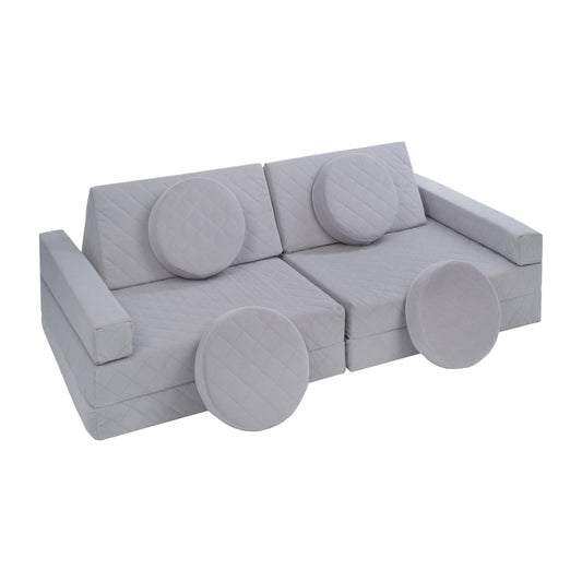 Soft Modular Sofa, Grey, Diamond Stitched