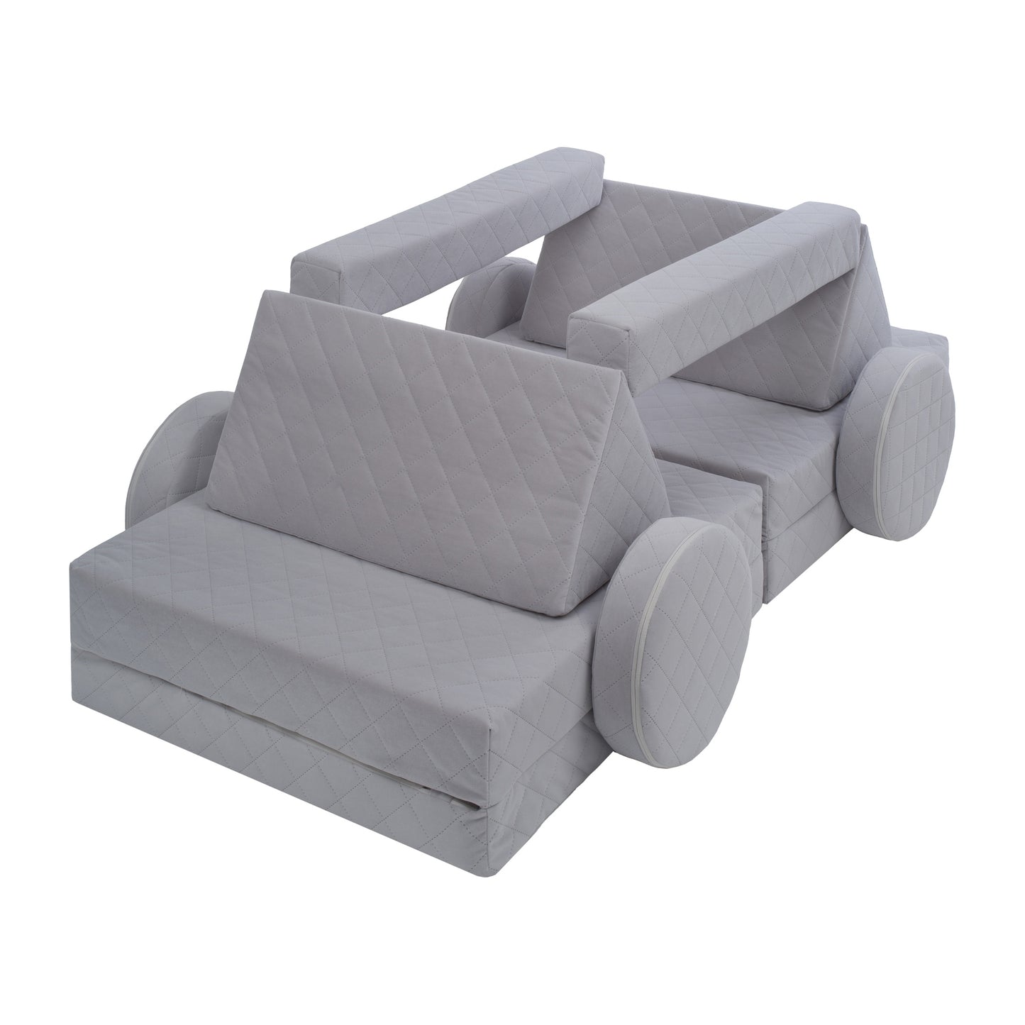 Soft Modular Sofa, Grey, Diamond Stitched