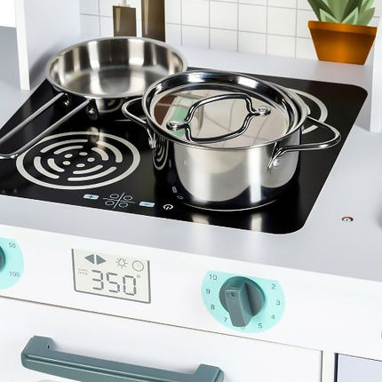 Maxi Wooden Play Kitchen, Grey & Turquoise