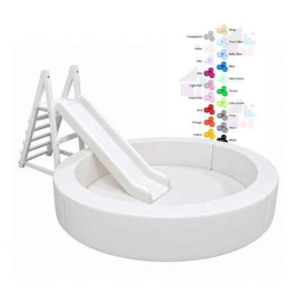 Single Platform Slide + Round Soft Play Ball Pit + Balls BUNDLE