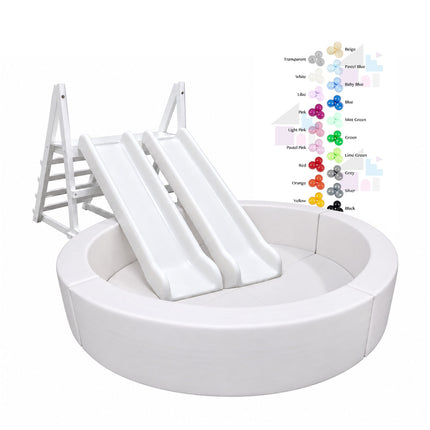 Double Platform Slide + Round Soft Play Ball Pit + Balls BUNDLE