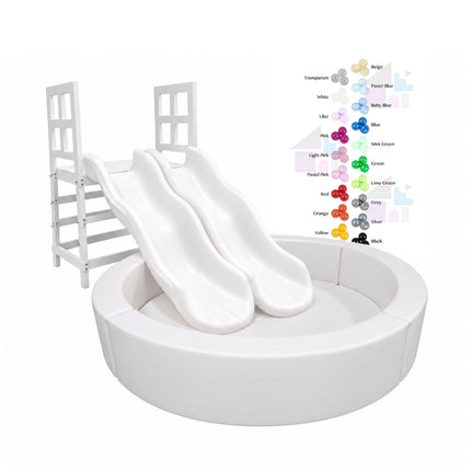 Double Wavy Platform Slide + Round Soft Play Ball Pit + Balls BUNDLE