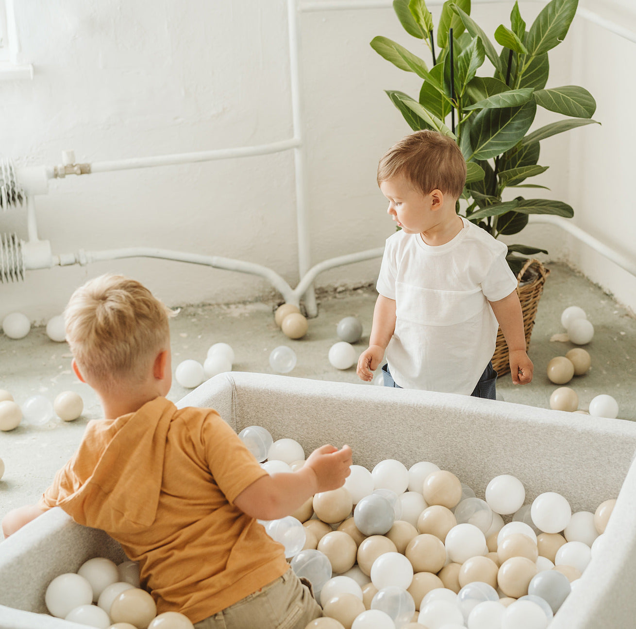 Cotton Square Ball Pit, Light Grey (Choose your own ball colours)