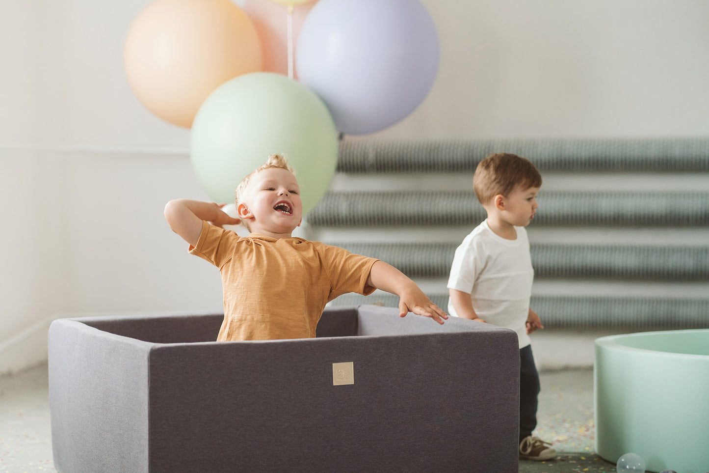 Cotton Square Ball Pit, Dark Grey (Choose your own ball colours)