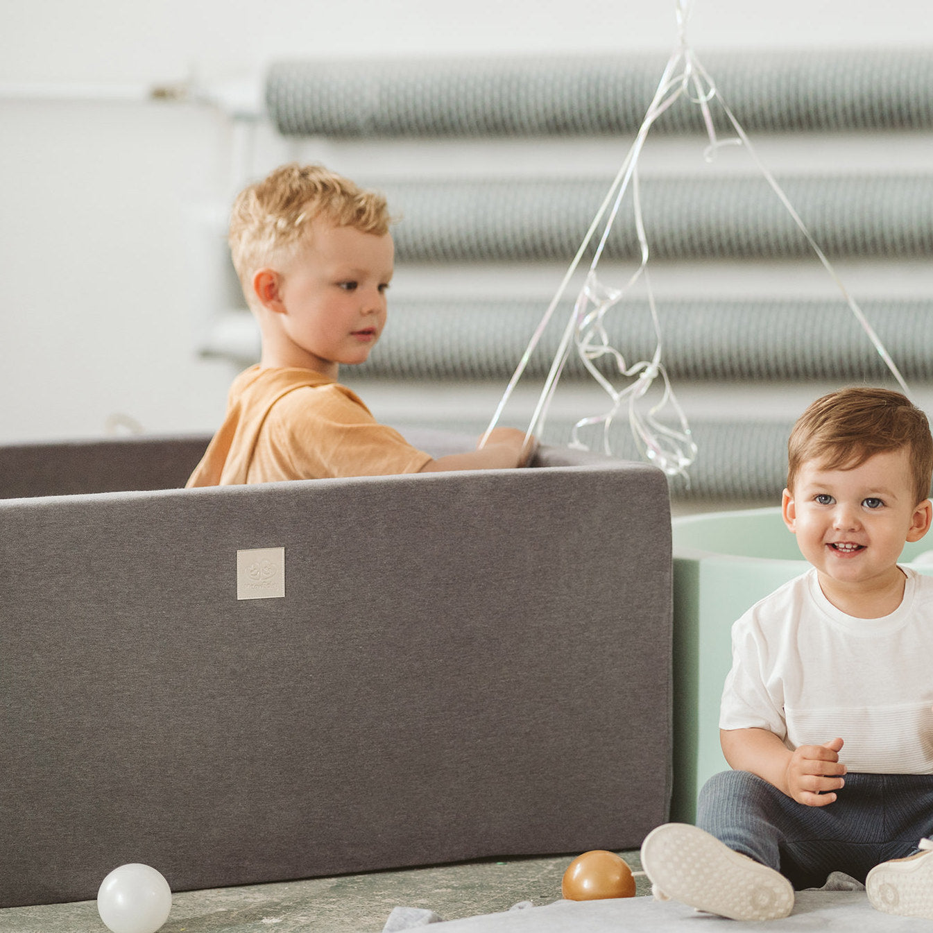 Cotton Square Ball Pit, Dark Grey (Choose your own ball colours)