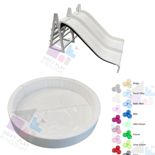 Double Fibreglass Slide + Round Soft Play Ball Pit + Balls BUNDLE