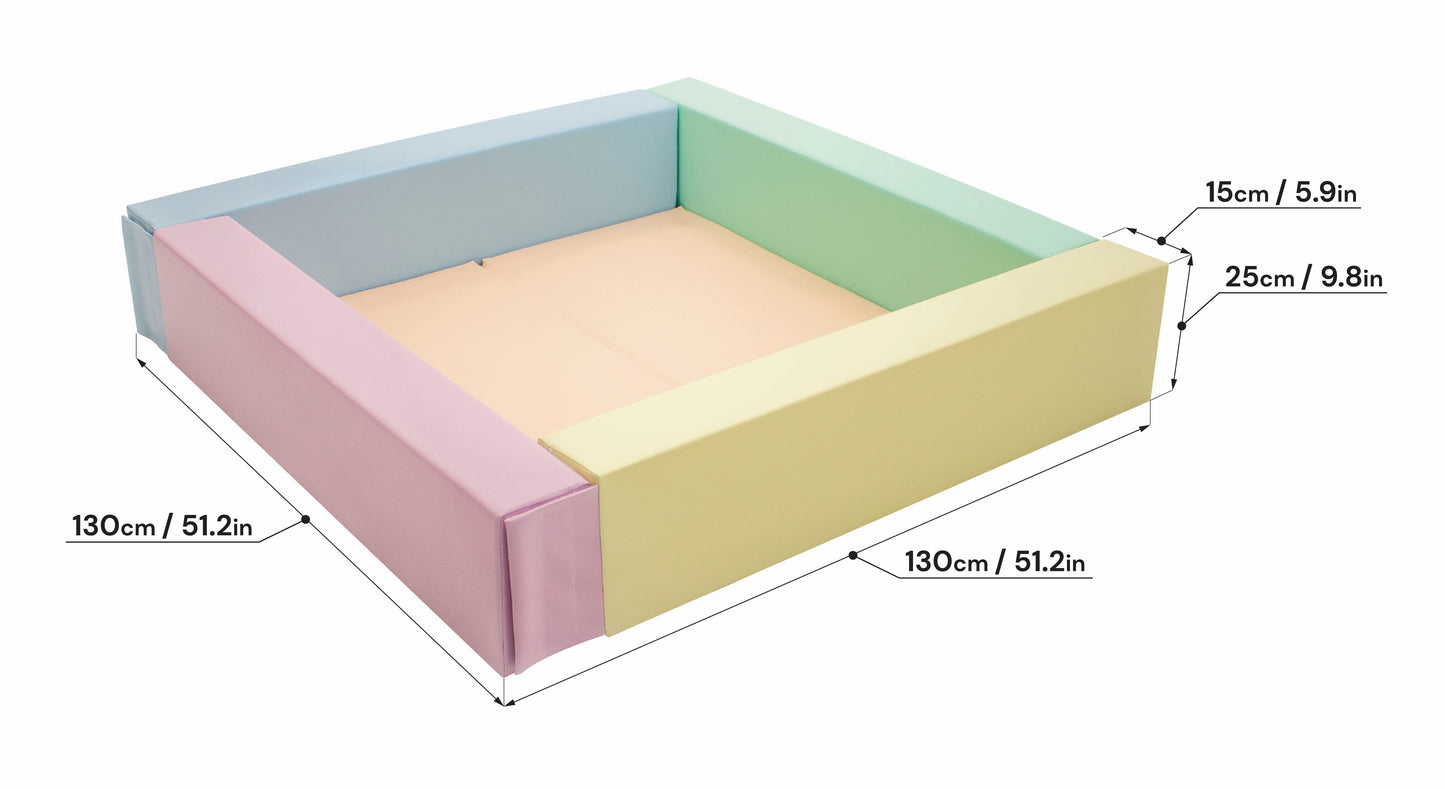 Soft Play Square Ball Pit, 130cm/4ft, Pastel