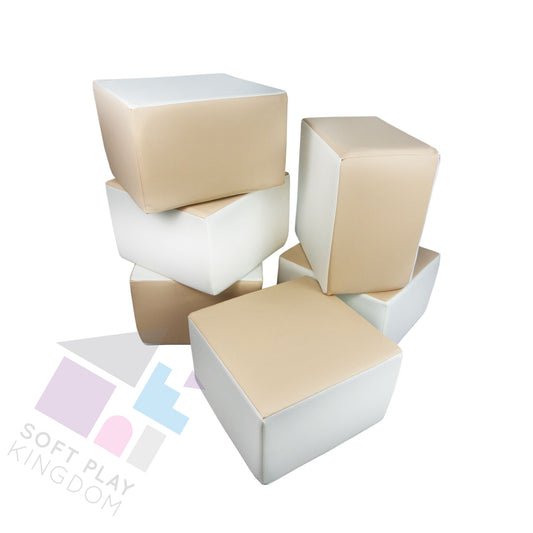 Large Building Blocks | Beige & White, 6 Pieces