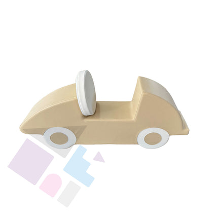 Beige Car Soft Play Ride-On, Foam Climber for Toddlers + Kids