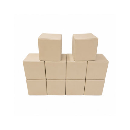 Soft Play Small Stacking Cubes (20cm Foam Building Blocks) Set of 10, Beige