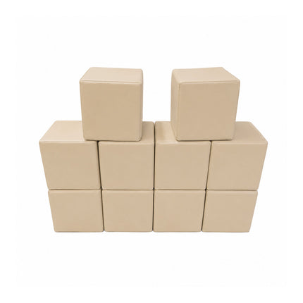 Soft Play Small Stacking Cubes (20cm Foam Building Blocks) Set of 10, Beige