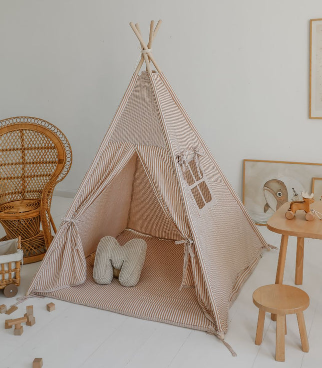 Stripes Teepee with Mat, Beige