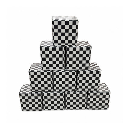 Soft Play Small Stacking Cubes (20cm Foam Building Blocks) Set of 10, Black & White Checkered