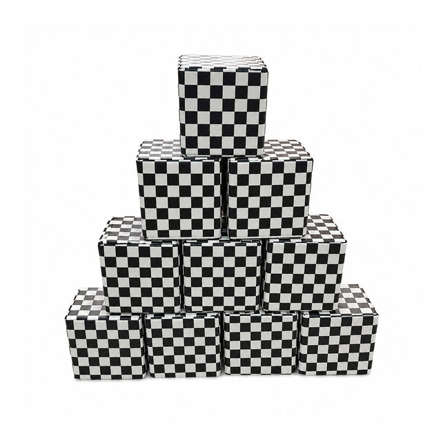 Soft Play Small Stacking Cubes (20cm Foam Building Blocks) Set of 10, Black & White Checkered