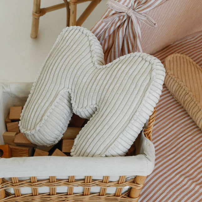 Corduroy Letter Cushion, Cream