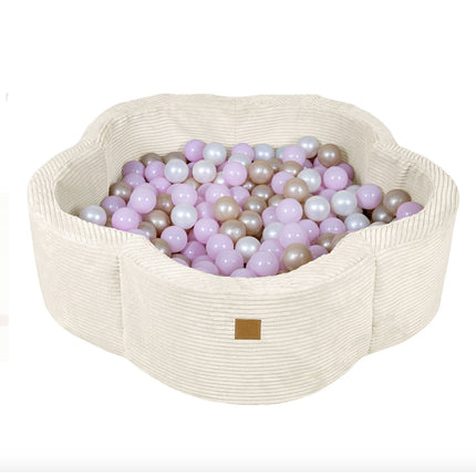 Corduroy Flower Ball Pit, Cream