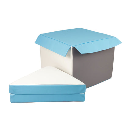Separate Cube & Folded Triangle (Step & Slide Add-On), Soft Play Set, Baby Blue