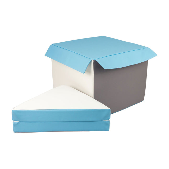 Separate Cube & Folded Triangle (Step & Slide Add-On), Soft Play Set, Baby Blue