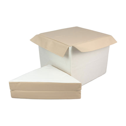 Separate Cube & Folded Triangle (Step & Slide Add-On), Soft Play Set, Beige