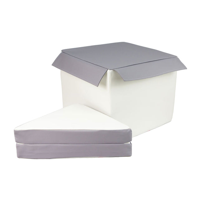 Separate Cube & Folded Triangle (Step & Slide Add-On), Soft Play Set, Grey