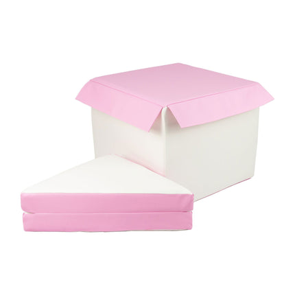 Separate Cube & Folded Triangle (Step & Slide Add-On), Soft Play Set, Pastel Pink