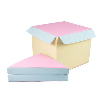 Separate Cube & Folded Triangle (Step & Slide Add-On), Soft Play Set, Pastel Trio