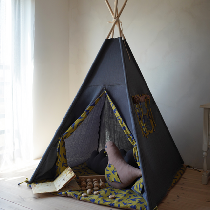 Swallow Print Teepee with Mat, Blue