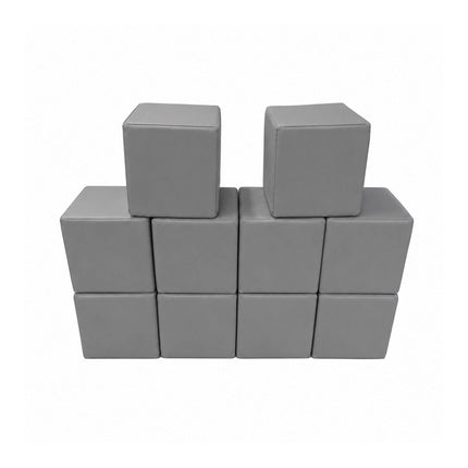 Soft Play Small Stacking Cubes (20cm Foam Building Blocks) Set of 10, Grey