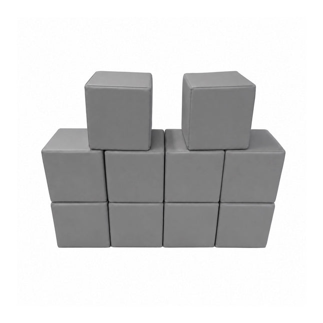 Soft Play Small Stacking Cubes (20cm Foam Building Blocks) Set of 10, Grey