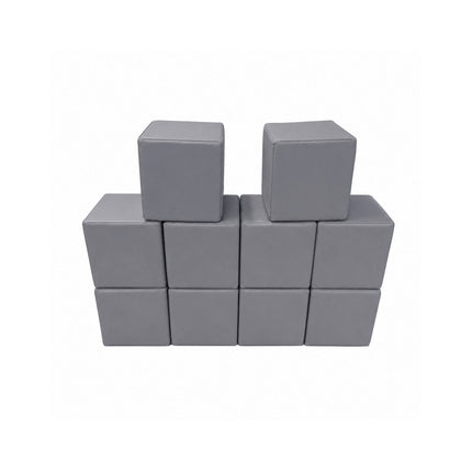 Soft Play Small Stacking Cubes (20cm Foam Building Blocks) Set of 10, Grey