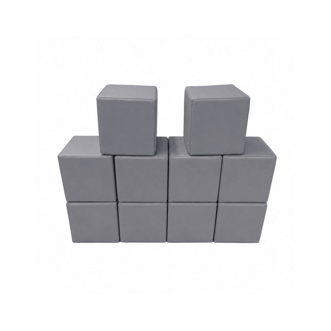 Soft Play Small Stacking Cubes (20cm Foam Building Blocks) Set of 10, Grey