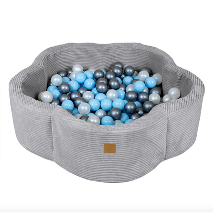 Corduroy Flower Ball Pit, Grey